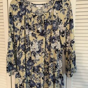 J. Jill Blue Floral Blouse